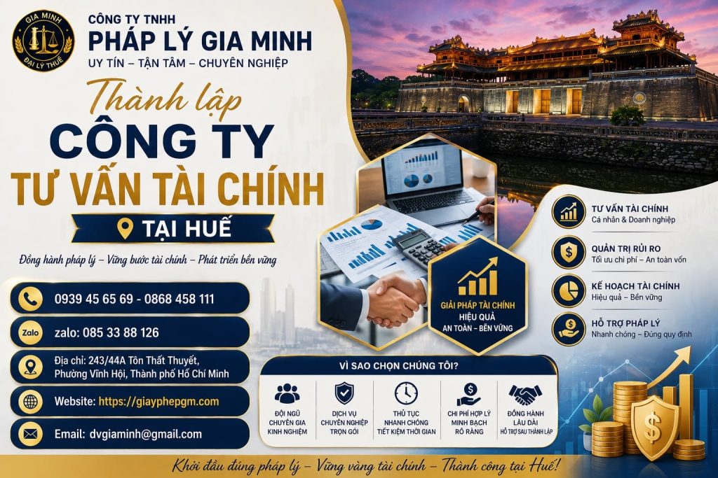 Thành lập công ty tư vấn tài chính tại Huế – Xác định đúng phạm vi trước khi cung cấp dịch vụ 1 Thành lập công ty tư vấn tài chính tại Huế